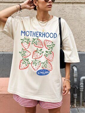 Motherhood is My Jam Comfort Colors T-Shirt - Strawberry Mama Graphic Tee